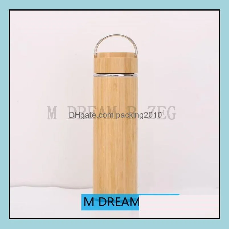 450ml bamboo tumblers portable stainless steel vacuum flask thermos cup household water bottle