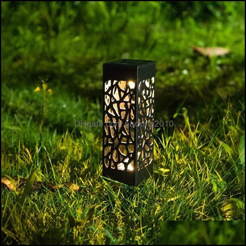 solar powered lawn light gardendecorations hollow out lamp ground insertion lantern leading courtyard garden decor black color 5 5rh