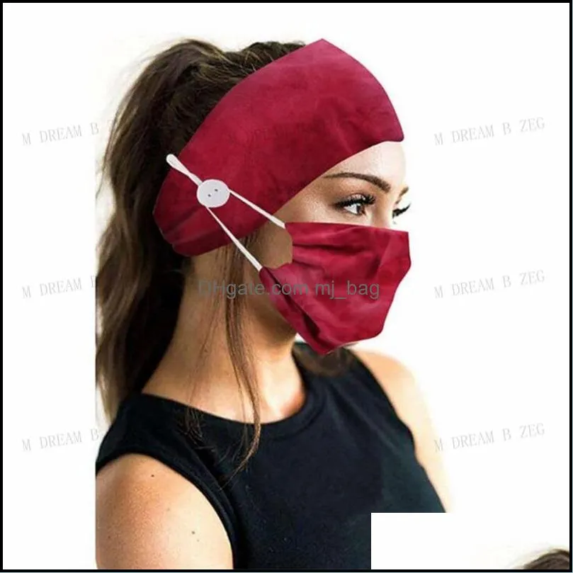 dhs floral camouflage fashion face mask with color matching hairband with facemask button sports headbands two piece masks for women