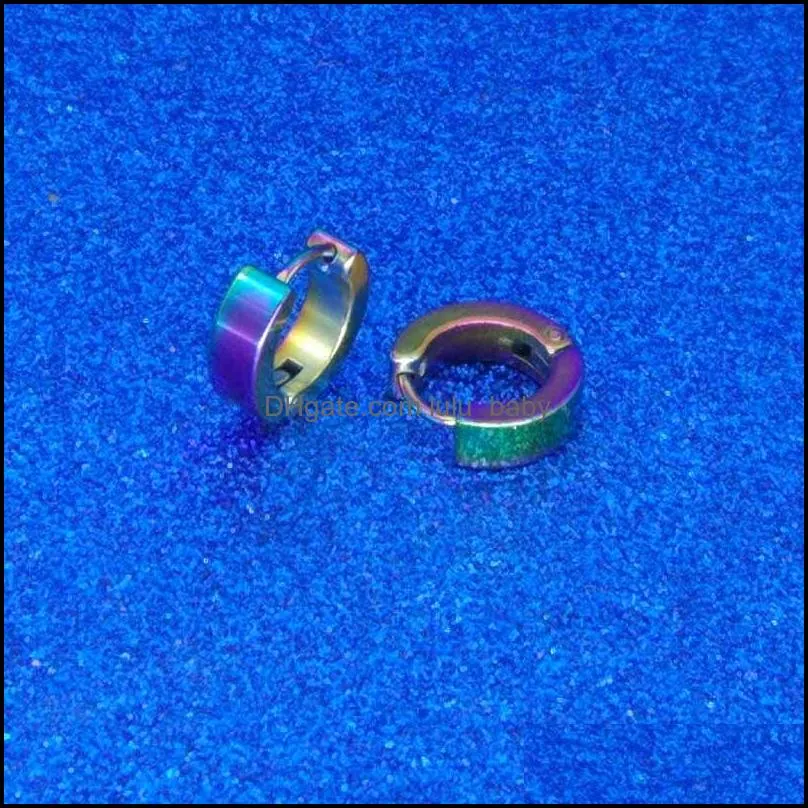 stainless steel hoop earrings black gold piercing ear ring stud men women hip hop fashion jewelry gift