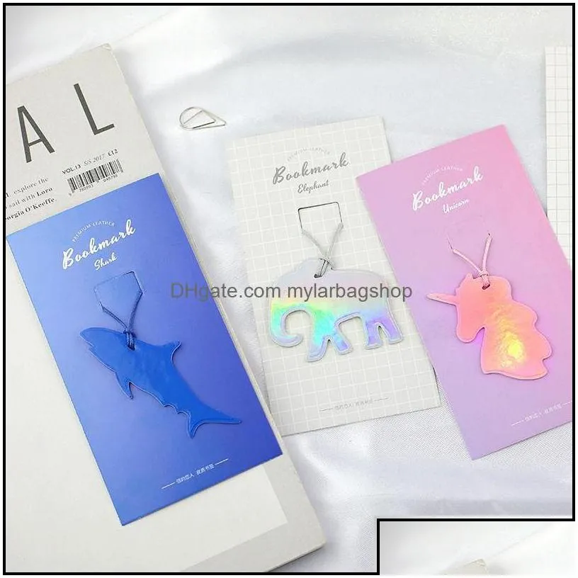 bookmark desk accessories office school supplies business industrial coloffice cartoon cute animal laser series leather bookmarks