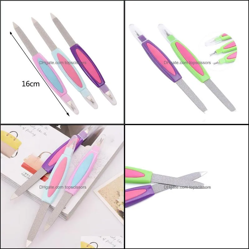 multi use nail files stainless steel fingernail polishing tool cuticle pusher and nail file 2 in 1