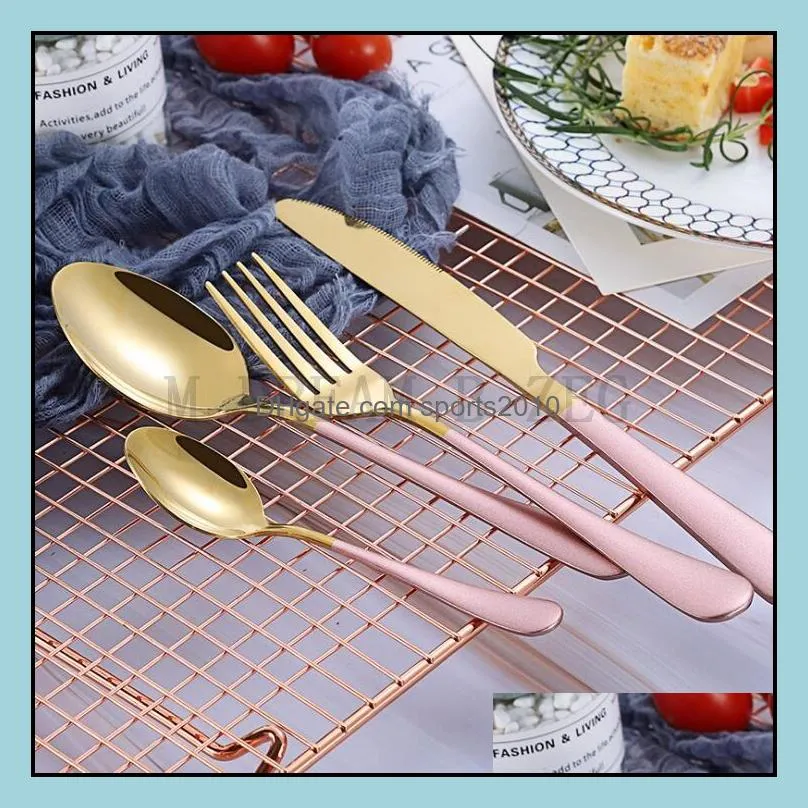 stainless steel flatware goldplated and spray paint cutlery gift tableware knife fork spoon teaspoon