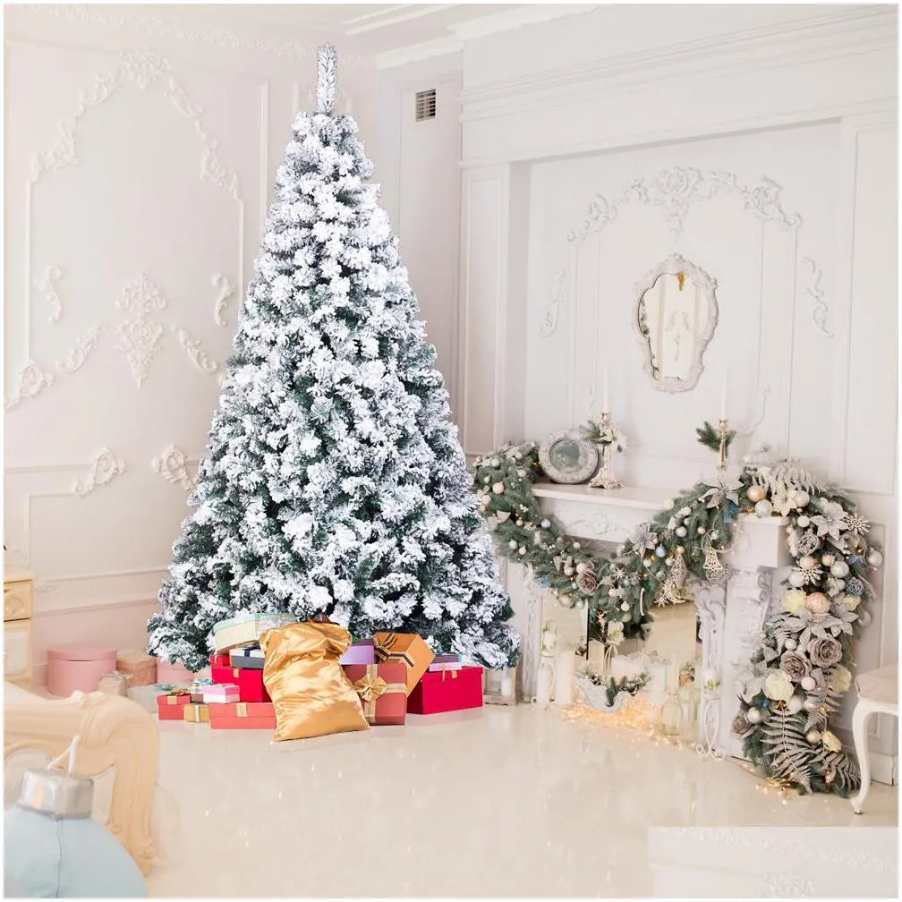 7ft spray white pvc christmas tree 870 branches holiday party diy home light fiber christmas tree hotel decoration t200909