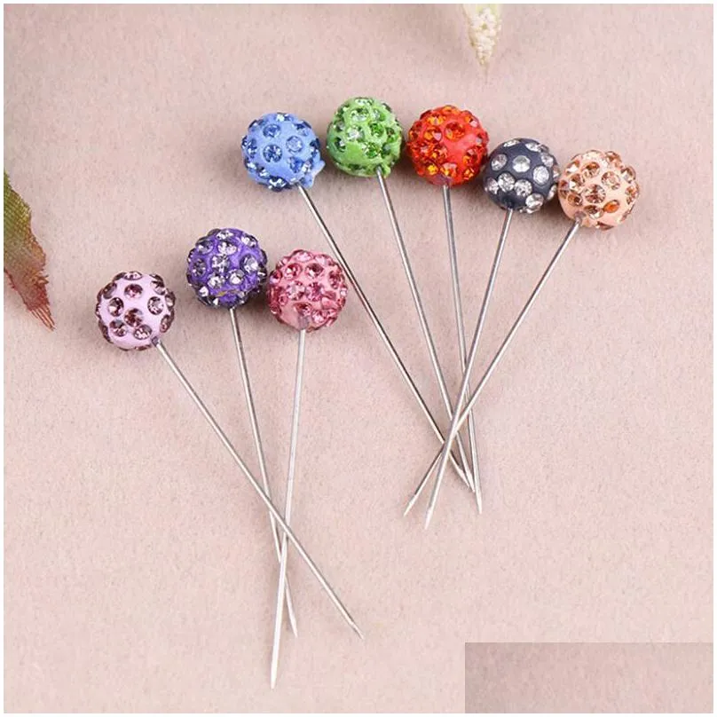 pins brooches 30pcs 10mm crystal ball brooch pin fashion muslim hijab scarf pins clip wedding for women rhinestone