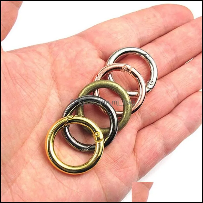 metal spring clasps o ring openable round carabiner keychain bag clip hook dog chain buckle connector for diy jewelry making