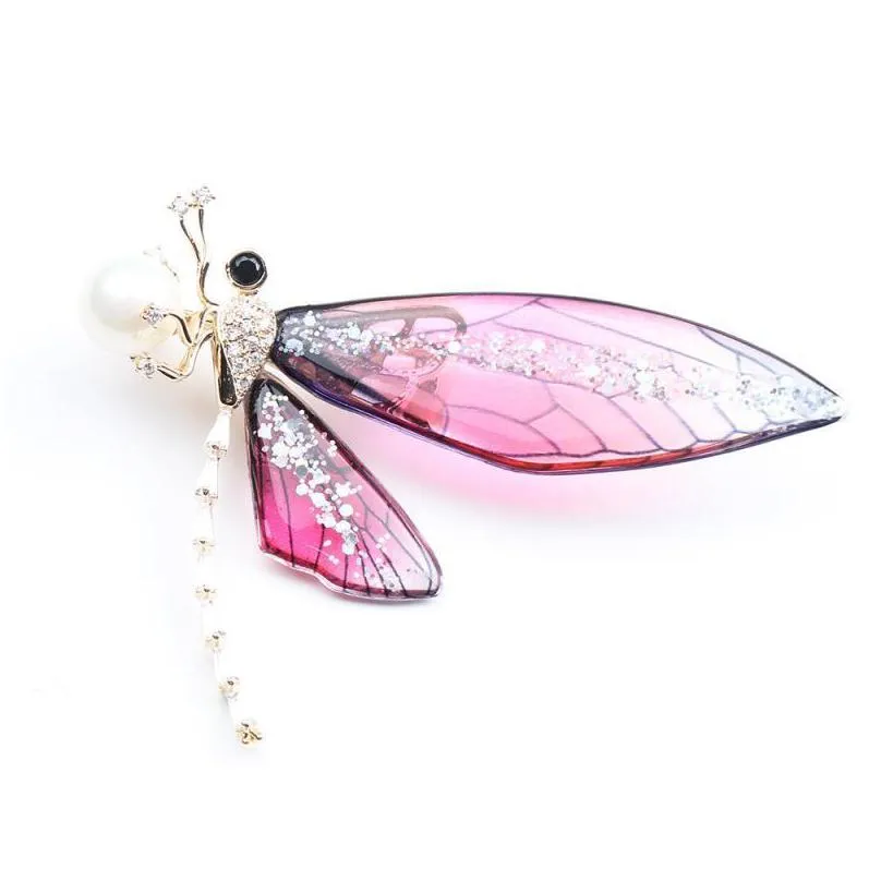 pins brooches exquisite simple gradient color transparent insect dragonfly brooch fashion ladies dress western accessories