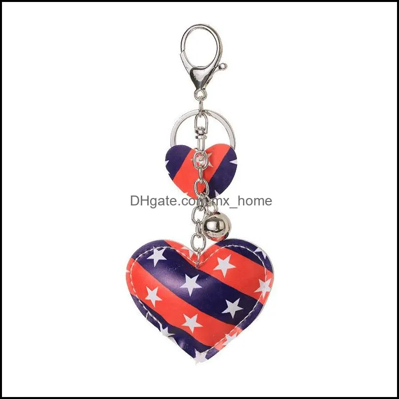 heart shape key ring party favor colorful american flag keychains independence day key chain souvenir gift