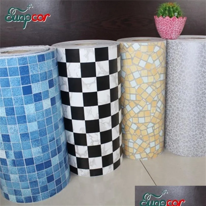 5m /10m new bathroom tiles waterproof wall sticker vinyl pvc mosaic self adhesive anti oil stickers diy wallpapers home decor t200601