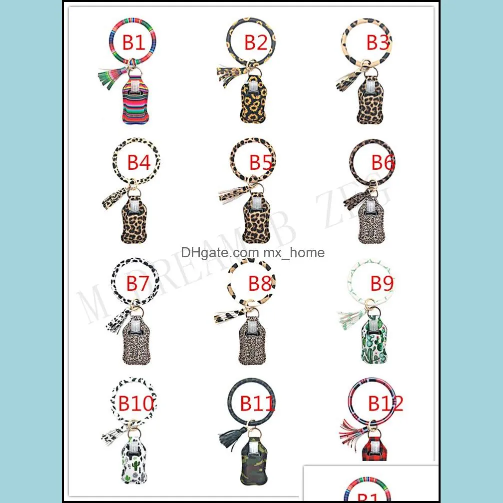 customize neoprene hand sanitizer bottle holder keychain bags 30ml 10.3x6cm tassels key ring hand soap bottle holder printed lipstick