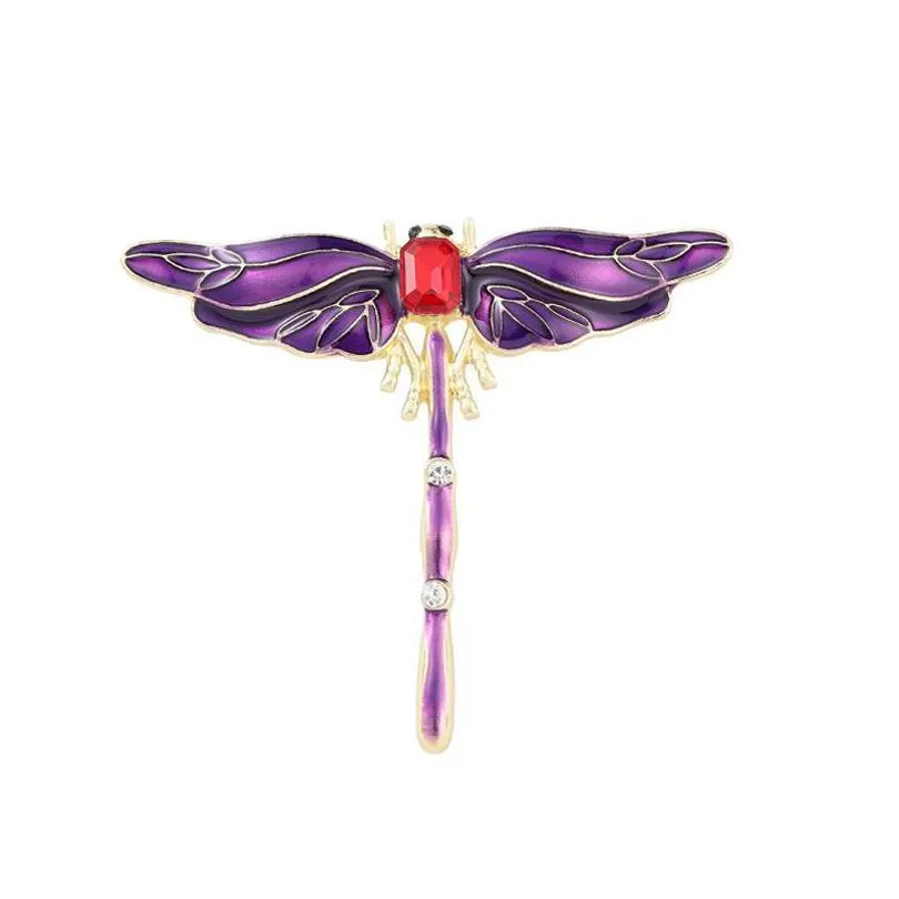 pins brooches vintage dripping glaze zircon pearl multicolored rhinestone dragonfly abstract brooch for women man collar accessories