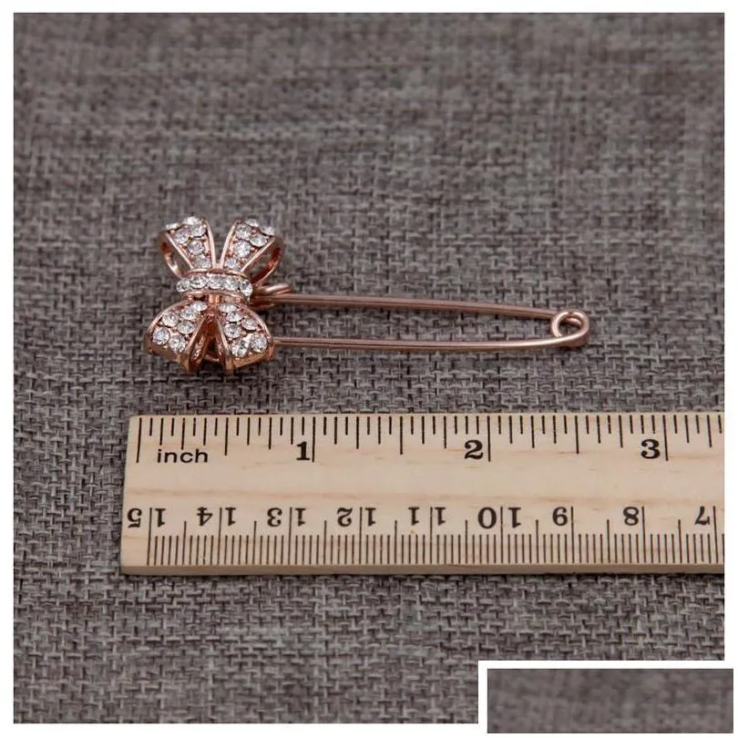 pins brooches classic crystal rhinestone bowknot brooch metal safety clasp pin man suit fashion jewelry accessory