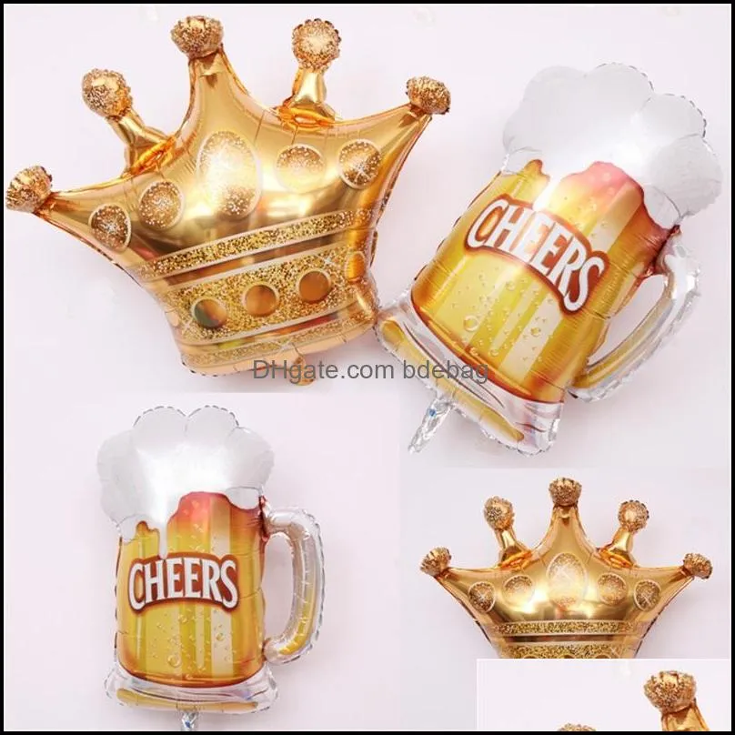 big size foil balloon aluminum film double colors two type crown beer kids toy air balloons festival party decoration 2 3ch
