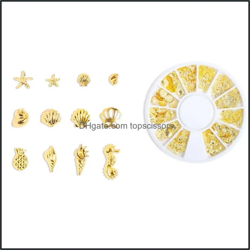 3d alloy nail art decorative star moon heart ocean series rivets round plate mini nail accessories diy