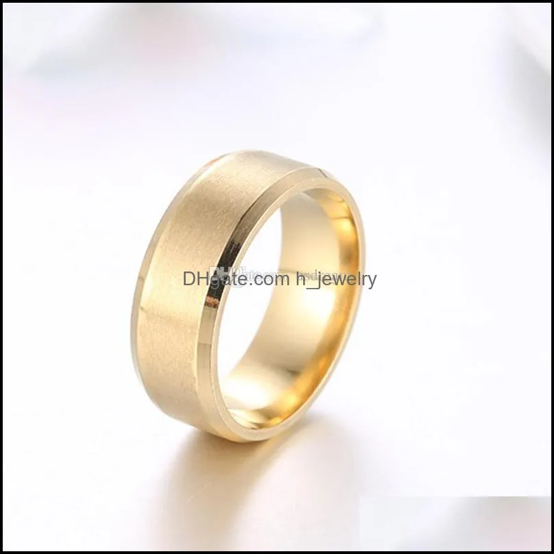 stainless steel blank band ring gold black matt art rings women men fashion jewelry