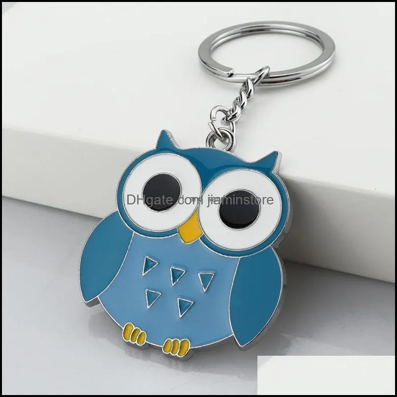 cartoon bird owl key ring enamel owl keychain bag hanging women men student fashion jewelry