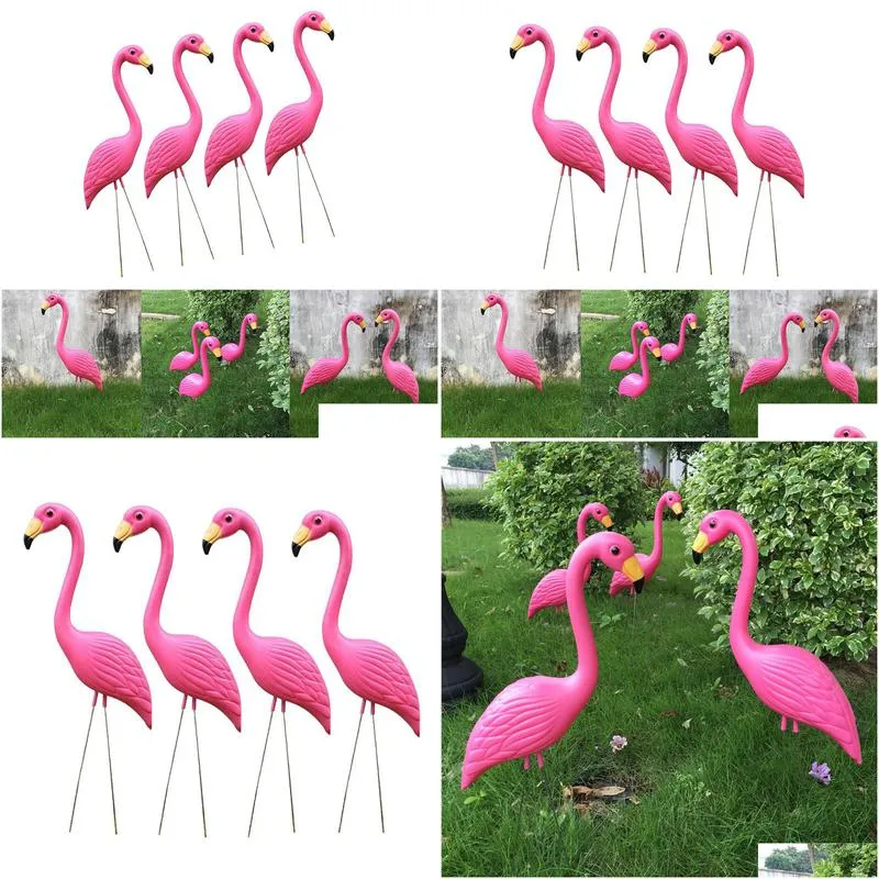 4pack realistic large pink flamingo garden decoration lawn art ornament home craft t200117