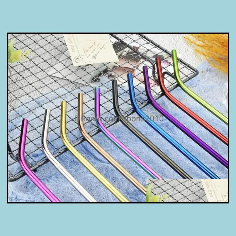 8 5/9 5/10 5 stainless steel straw straight bent colorful straw reusable drinking straw metal straws for party wedding bar use