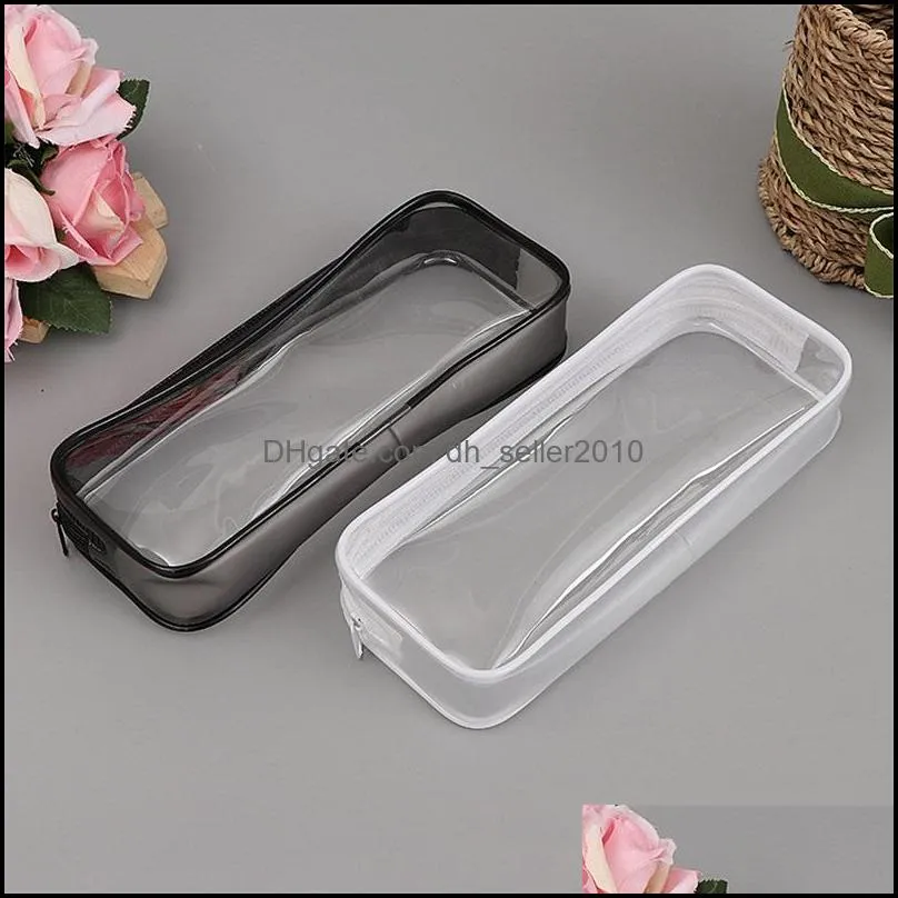 pvc pen bag clear pencil case cosmetic bag with zipper stationery convenient student pencil bags