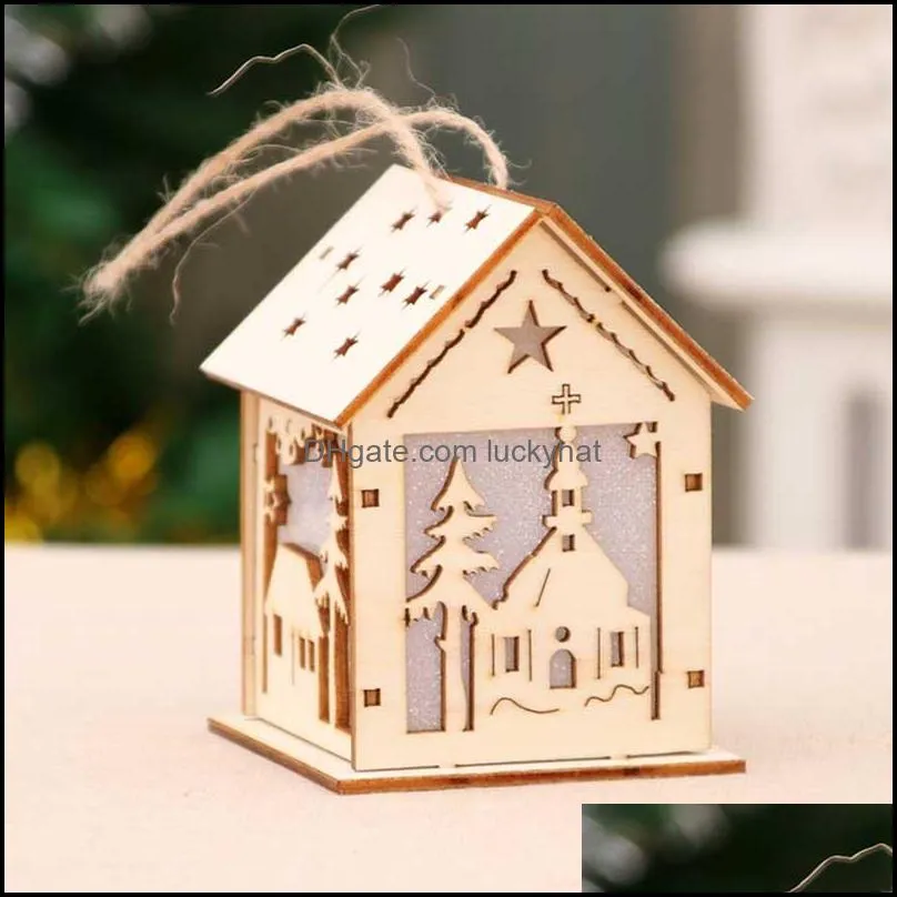 christmas log cabin hangs wood craft kit puzzle toy christmas wood house with candle light bar home christmas decorations gift