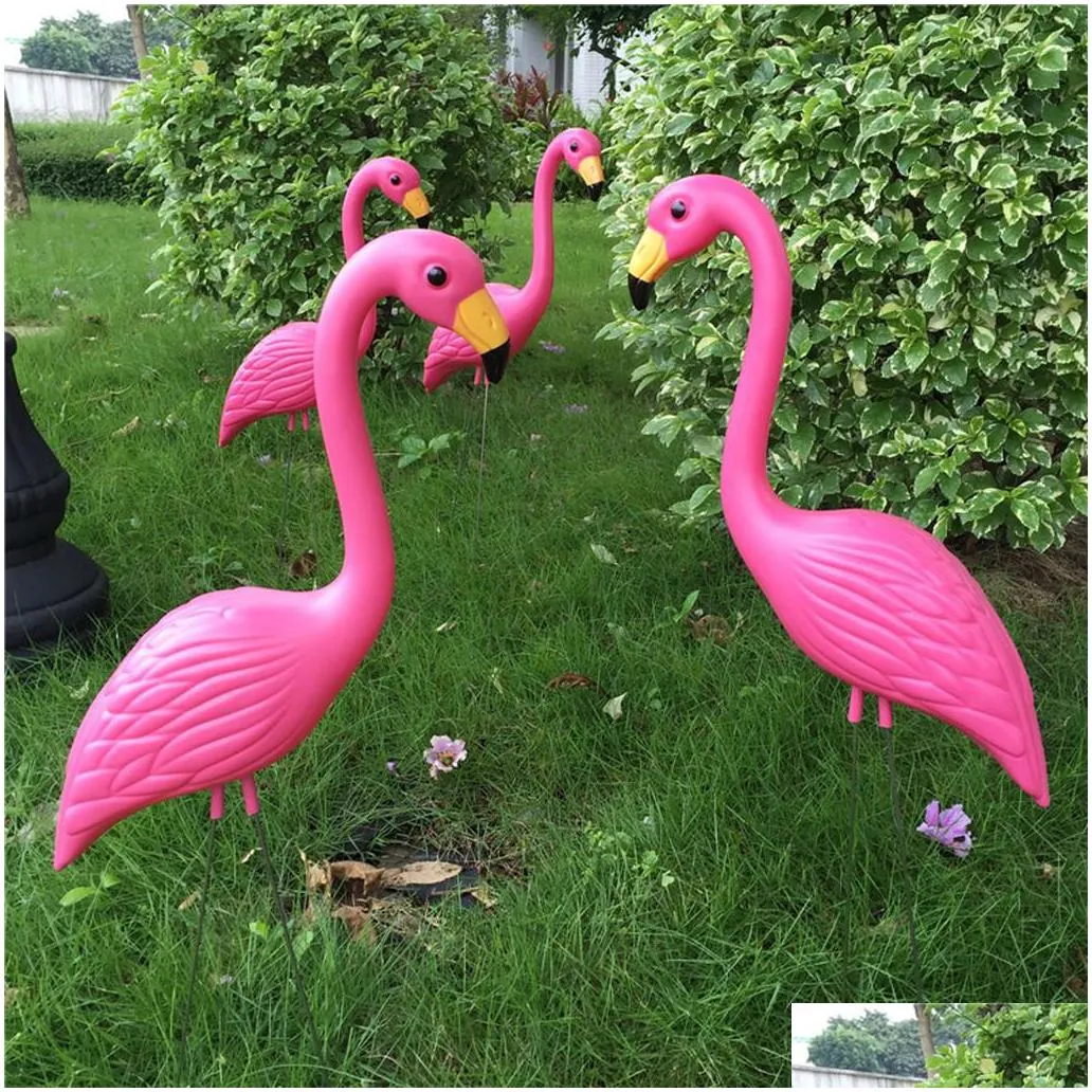 4pack realistic large pink flamingo garden decoration lawn art ornament home craft t200117