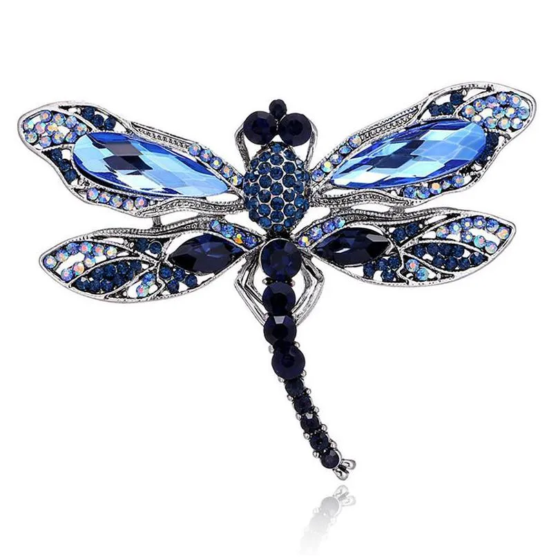 pins brooches blue crystal vintage dragonfly for women high grade fashion insect brooch pins coat accessories animal jewelry gifts