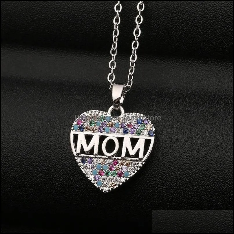 ziron diamond heart pendant necklace stainless steel chains mom necklaces mother gift