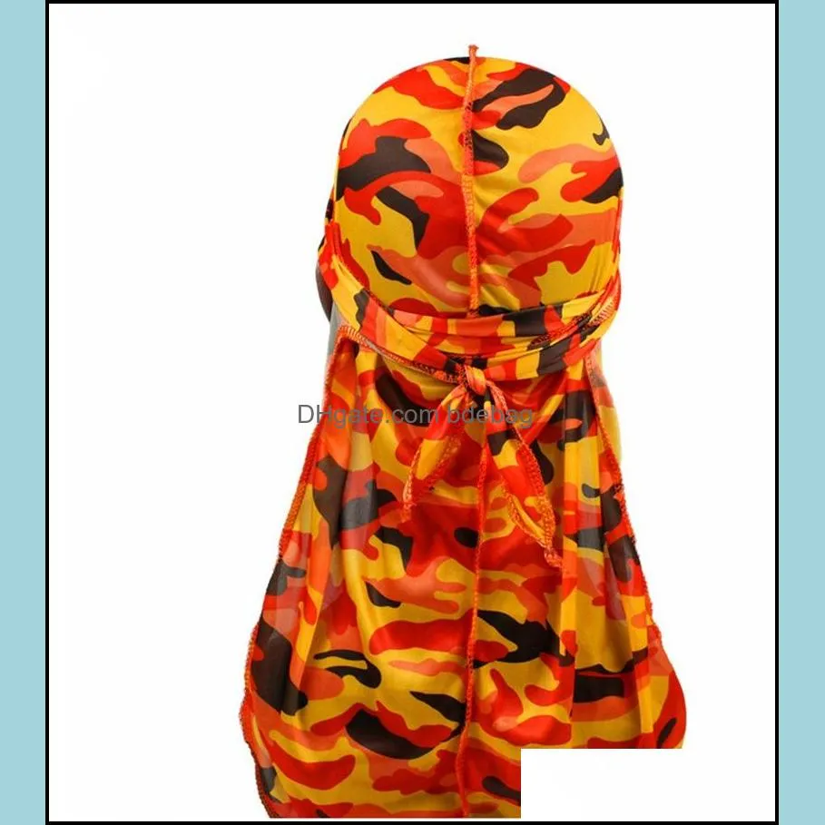 camouflage turbans durags caps fastening hair beanie hats fitted sun shade bonnet head wrap fashion ponytail 6 2gd c2