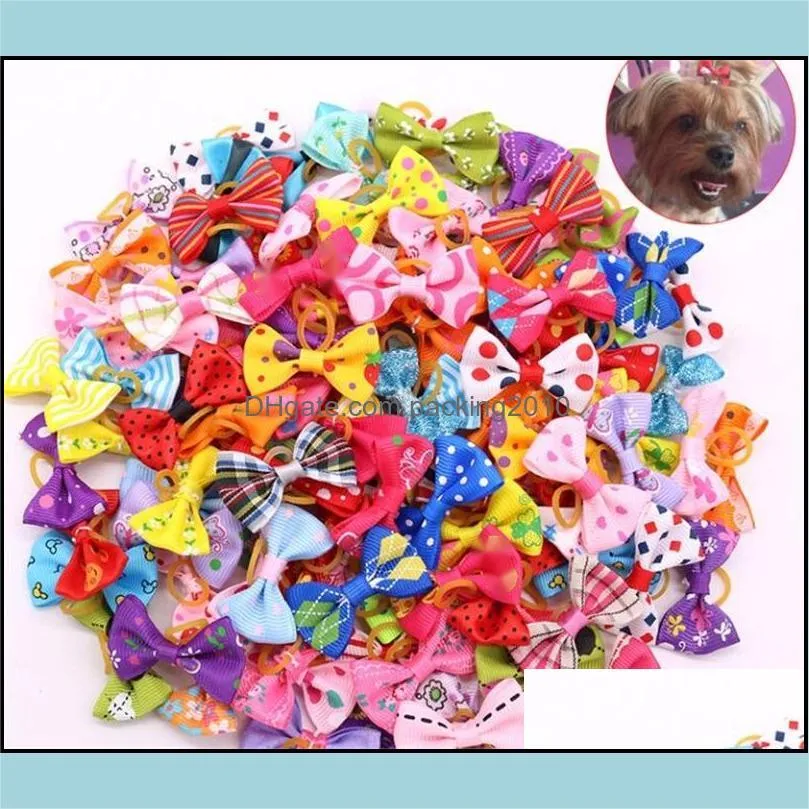dog hair bows with rubber bands dogs beautytools topknot pet clips cute pets grooming cat little flower bow