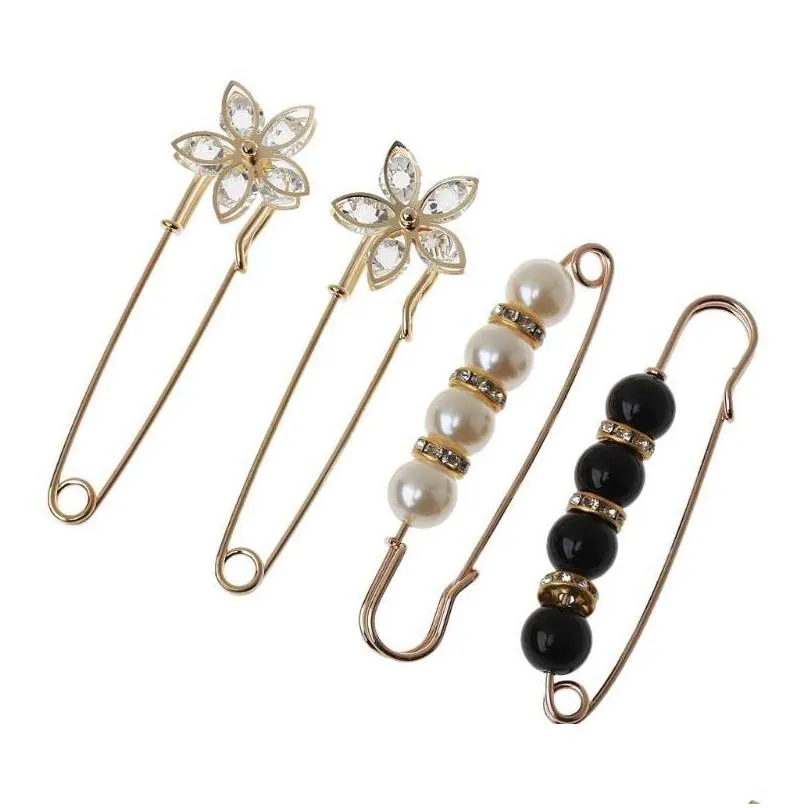 pins brooches sweater shawl clip double faux pearl shirt pin buttons crystal waist pants extender safety pins for women c1fe