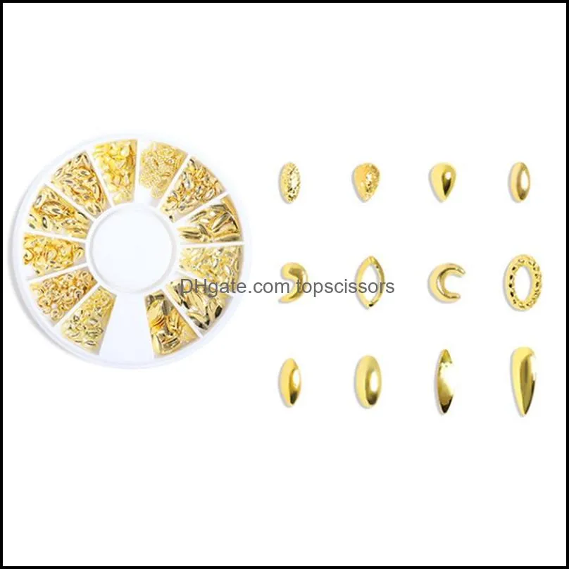 3d alloy nail art decorative star moon heart ocean series rivets round plate mini nail accessories diy