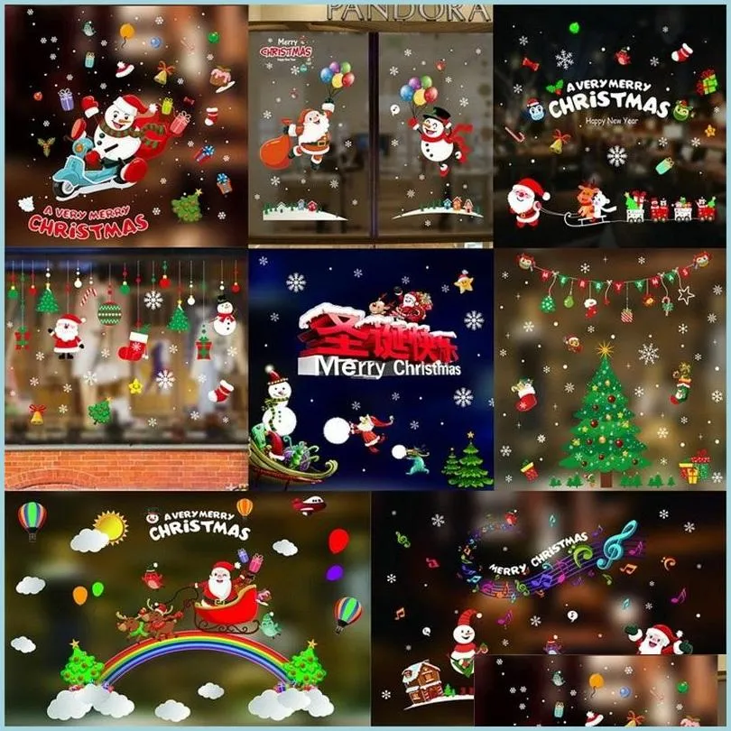 a very merry christmas electrostatic paste pvc cartoon display window no glue decorate static sticker with various patterns 5 51pj j1