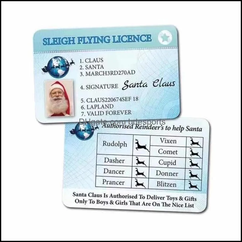 creative santa claus flight license christmas eve driving licence christmas gifts for children kids christmas tree decoration 4760 q2