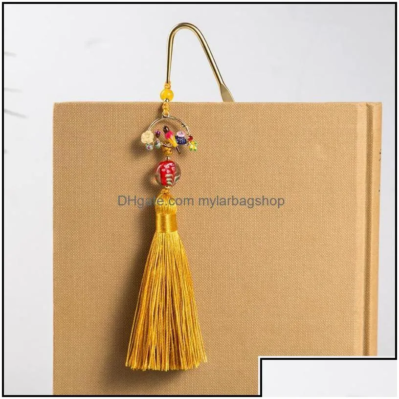 bookmark desk accessories office school supplies business industrial ezone creative chinese style classic tassel metal novel student