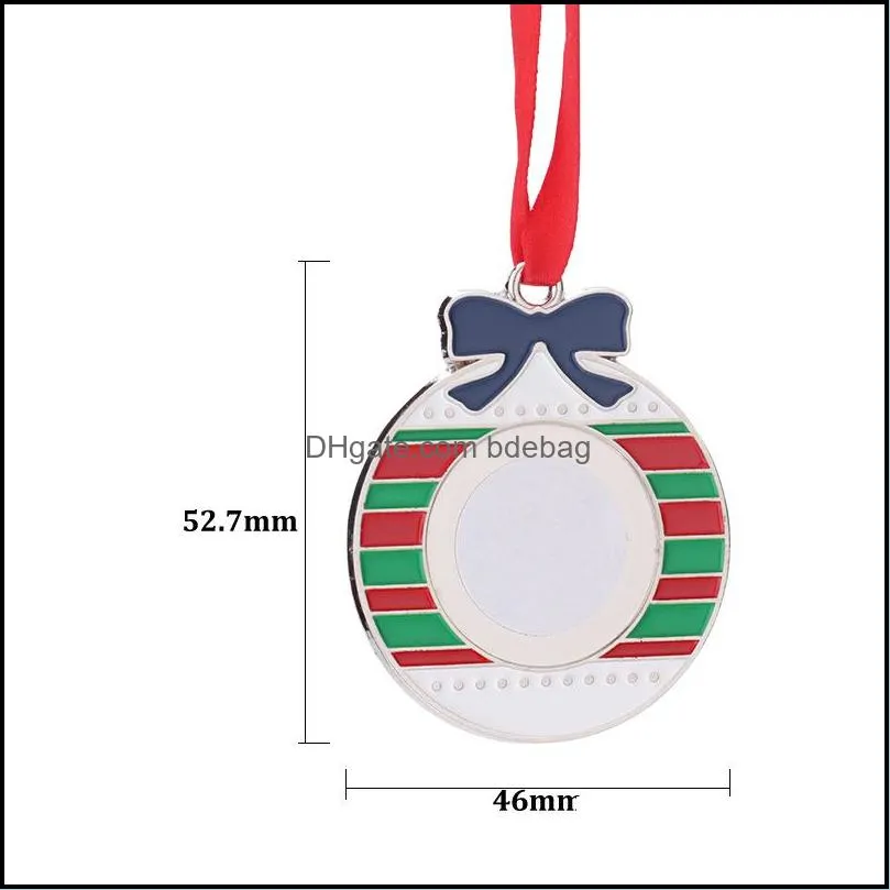 sublimation blank metal christmas decorations heat transfer santa claus pendant diy christmastree ornament writable gifts 918 b3