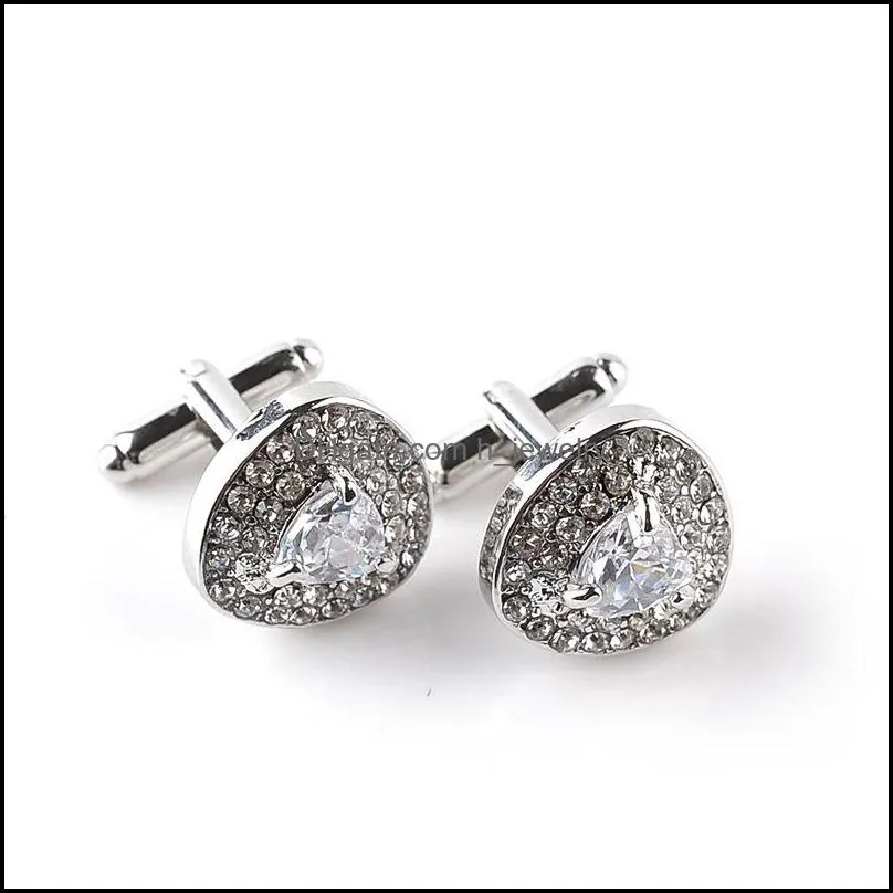 formal business shirt zircon diamond cuff links fashion wedding party cufflinks button jewelry