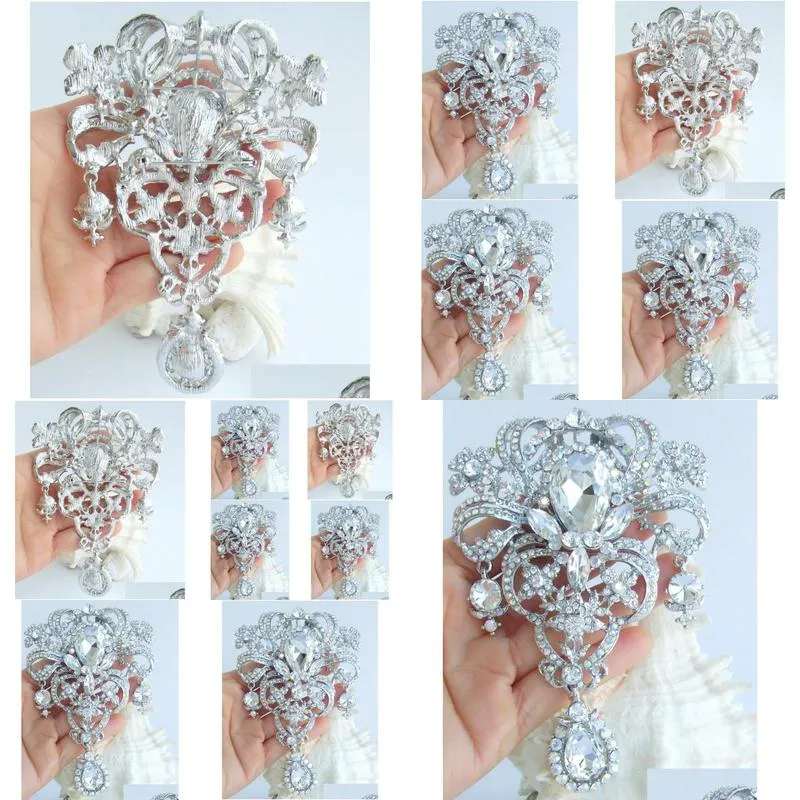 pins brooches 5.12 wedding bridal clear rhinestone crystal teardrop brooch pin pendant ee04042c2