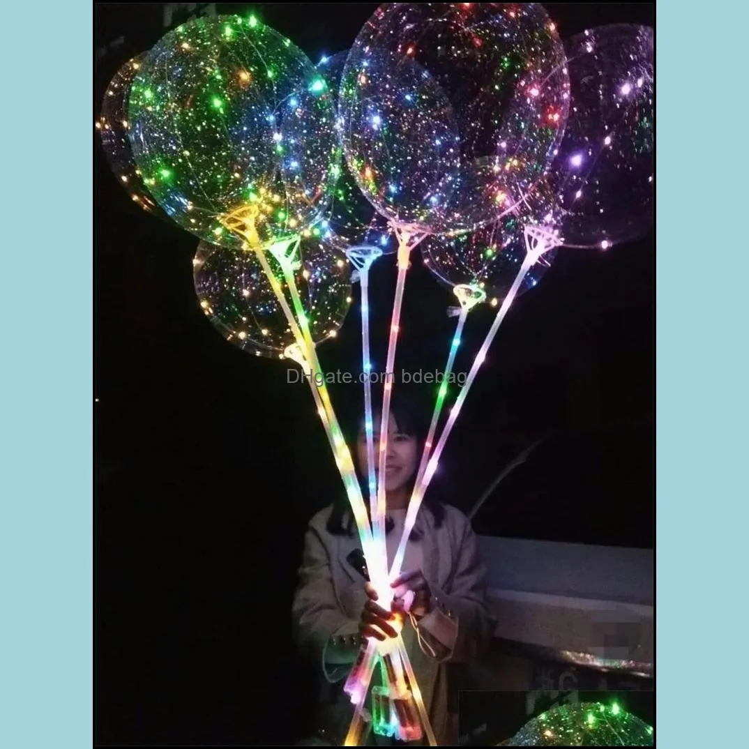 led light bobo balloon four colors lamp 20.5 inches stick 70cm string birthday christmas air balloons party decor 2 39jx l2