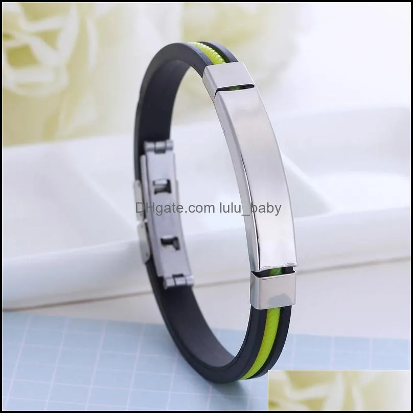 spiricle silicone bracelet bangle cuff stainless steel tag bracelets wristband for women mens fashion jewelry gift
