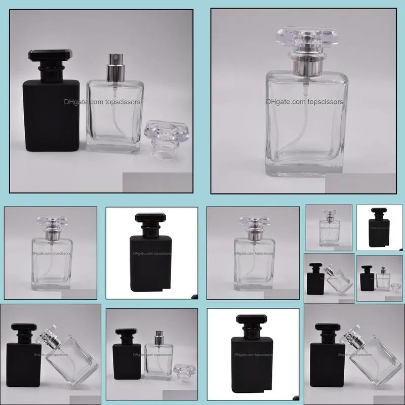 portable refillable perfume spray bottle 50ml empty perfume vials black clear with pump sprayer mist atomizer rrd3044