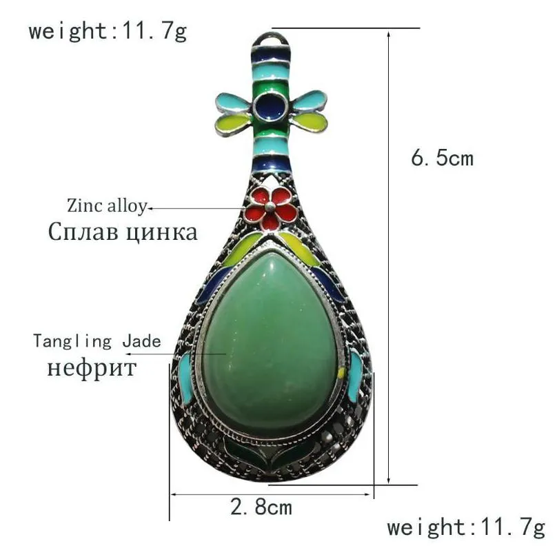 pins brooches farlena vintage jewely pins natural opal semiprecious stone badges chinese style enamel lute for women