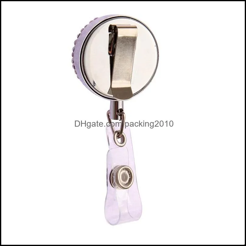 bling diamond badge reel 9 colors rhinestone retractable pull badge reel id badge holder with clip office supplies