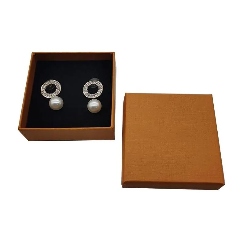 orange brand gift packaging boxes for necklace earrings ring paper card retail packing box for fashion jewelry accessories 9x9x3.5cm