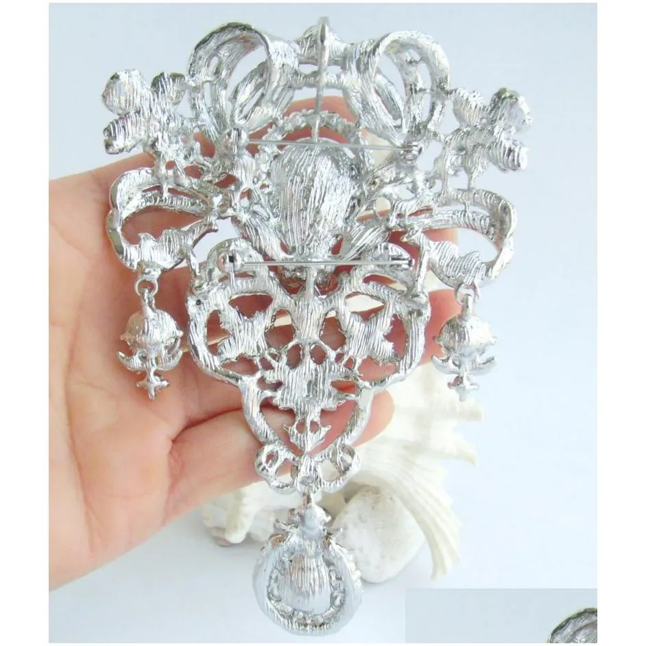 pins brooches 5.12 wedding bridal clear rhinestone crystal teardrop brooch pin pendant ee04042c2