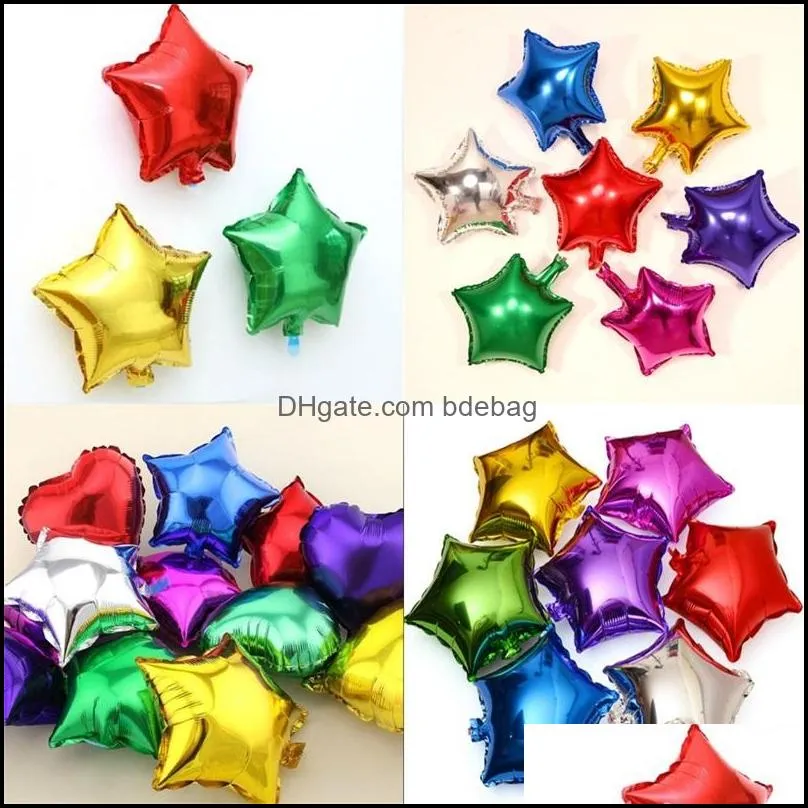 10 inches foil balloon aluminum film star type wedding bridal birthday party arrangement air balloons decoration 0 18hc l2