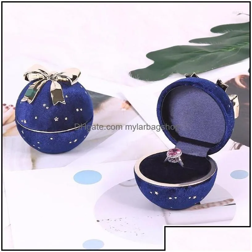 gift wrap gift wrap 1pcs green /blue color ring /pendant storage boxes round star corduroy jewelry box bow ornament high mylarbagshop