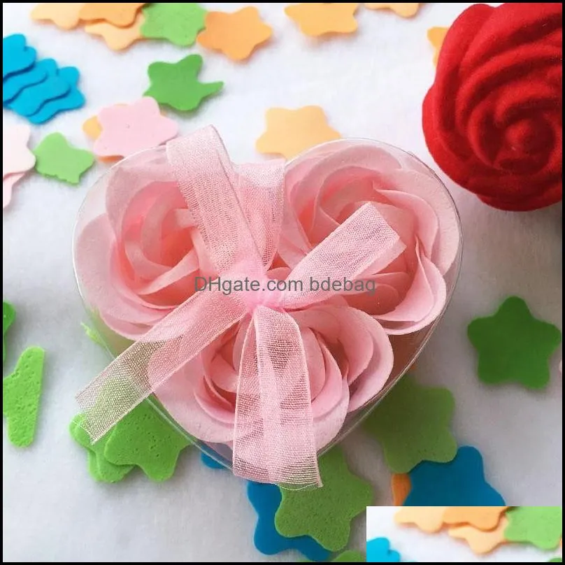 artificial rose flower soap for mother valentines day gift fake simulation bouquet heart shape flowers petal with retail pvc box 0 95mw