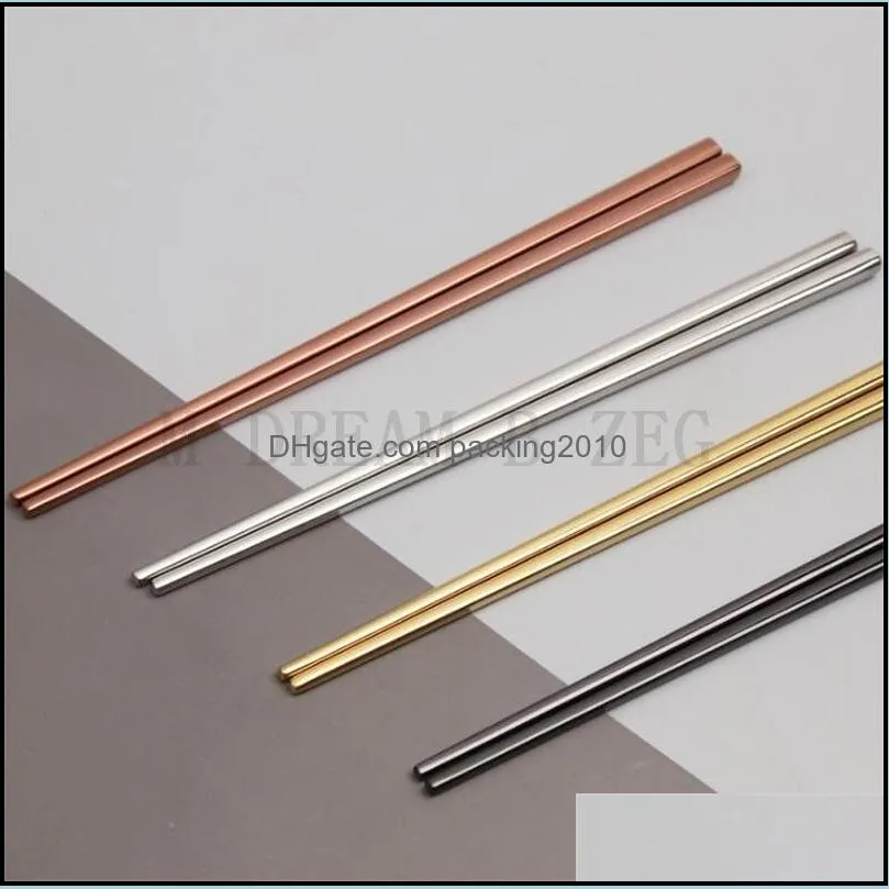 304 stainless steel chopsticks 7 colors metal chopsticks household kitchen restaurant tableware chopstick new arrival kd1800