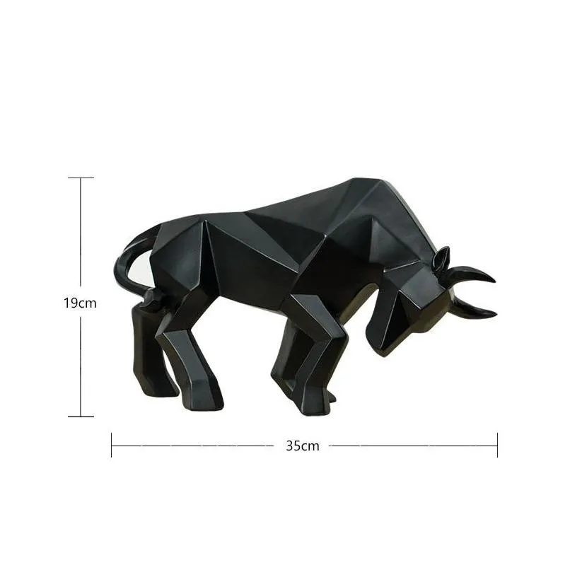 resin bull statue bison/ox sculpture abstract figurine home decoration modern/accessories nordic decoration home decor statues t200331