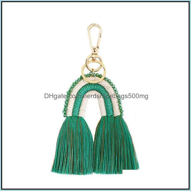 rainbow pendant key chain party favor arts and crafts tassels bag key ring fashion colorful bags decoration